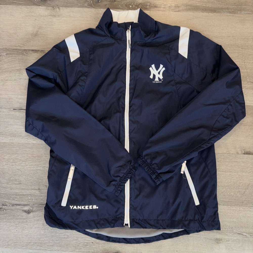 Carl Banks New York Yankees Windbreaker Jacket Full Zip Men's Small Navy Blue